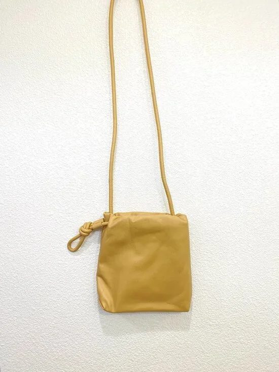 A New Day Mustard Yellow Knotted Pouch Crossbody Bag Mini - Picture 2 of 7